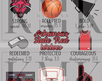 Arkansas State Red Wolves God Says I Am Basketball | PNG | Sublimation Design