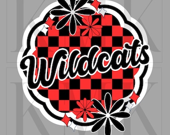Wildcats Retro Spirit (Red) | PNG | Sublimation Design