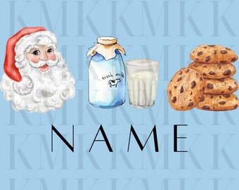 Santa, Milk, Cookies Name | PNG | Sublimation PNG | DTF Design
