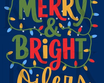 Merry & Bright Oilers | PNG | Sublimation Design