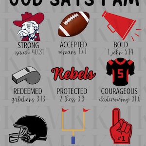 Rebels (black/Red) God Says I Am | PNG | Sublimation Design