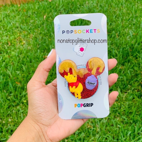 Winnie the Pooh PopSocket - Disney Popsocket- Glitter Popsocket - Mickey Phone Grip - Disney Gifts- Mickey Popsocket- Disney Phone