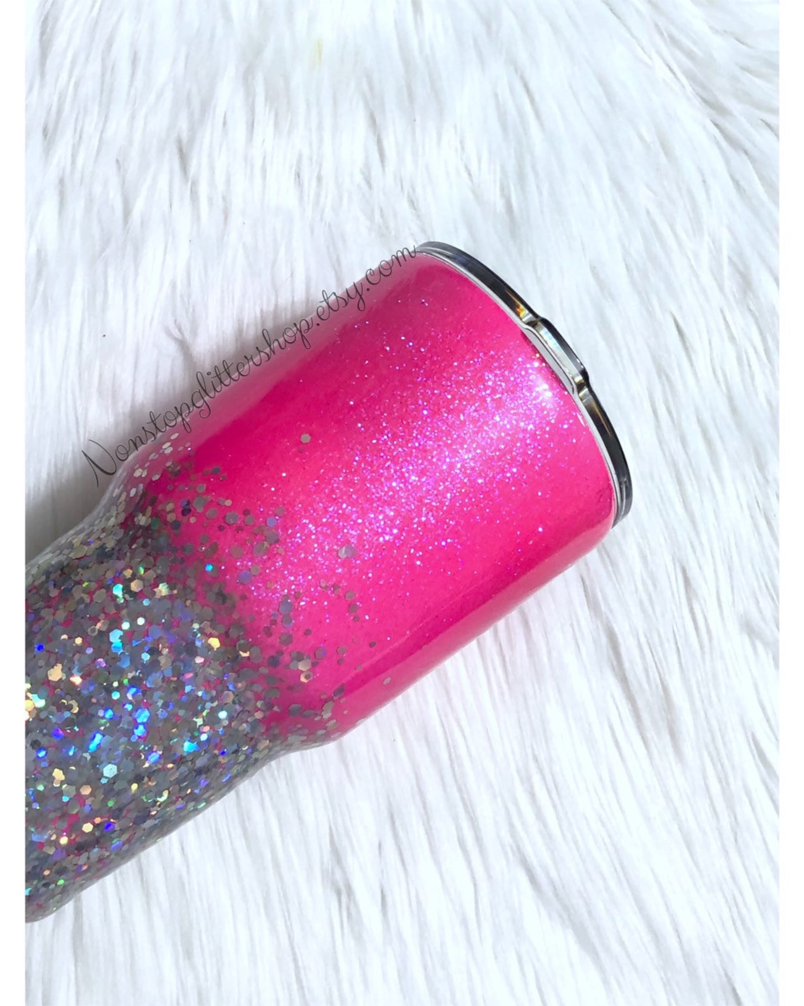 Yeti Pink Glitter Tumbler Hot Pink Glittered Dip Yeti Chunky Etsy