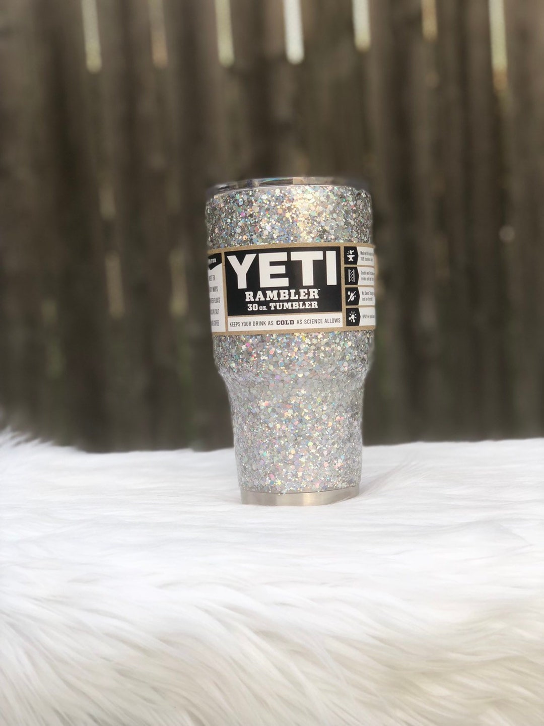 Glitter Tumbler Silver/yeti Glitter Cup/chunky Glitter - Etsy