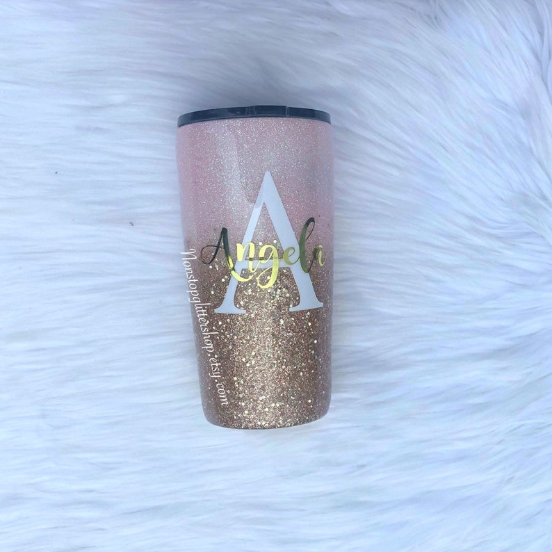 Pink and Gold Glitter Tumbler/glitter Yeti/personalized Etsy