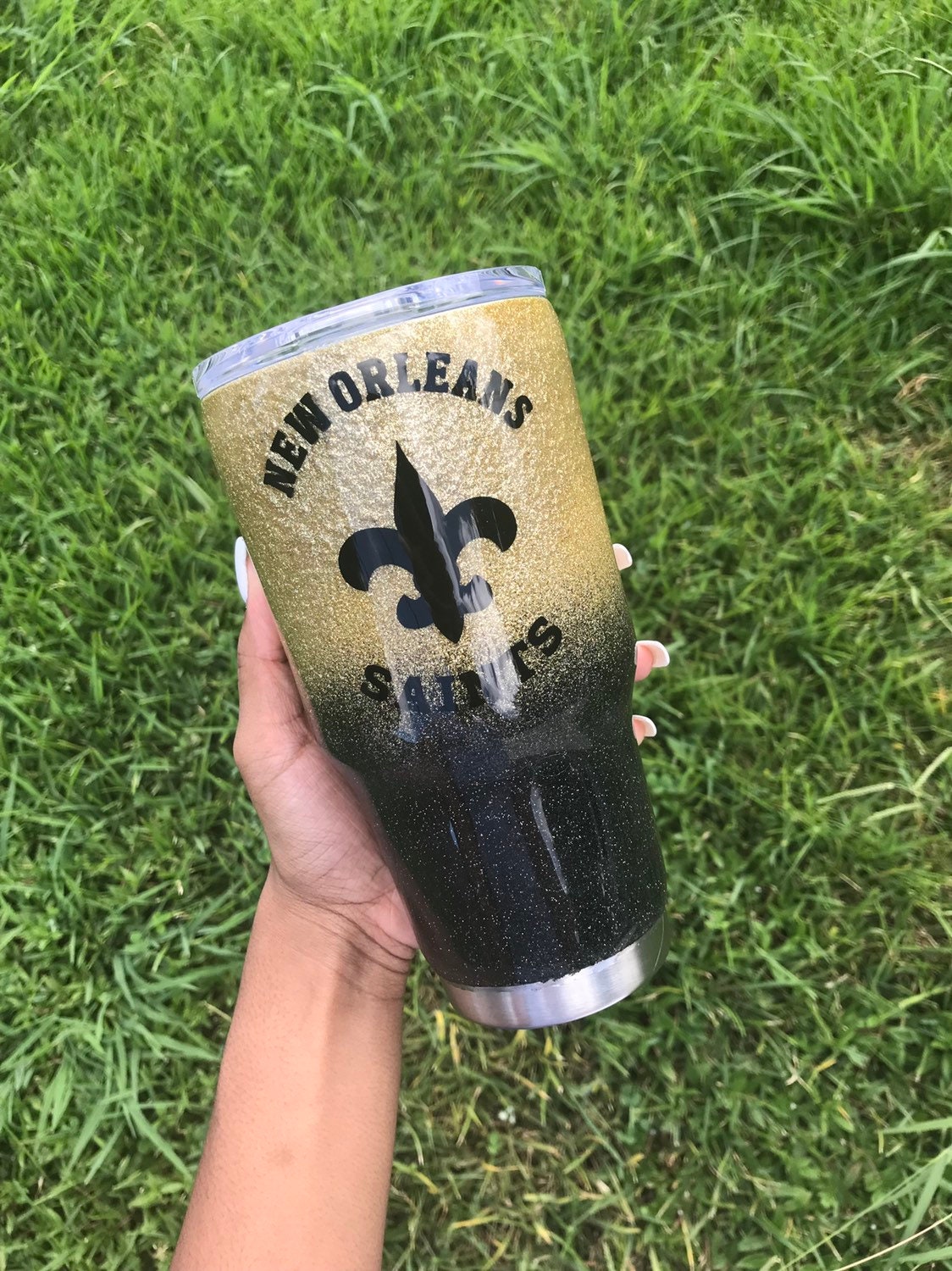 Saints Yeti glitter Saints Tumbler black Glitter Cup glitter Yeti