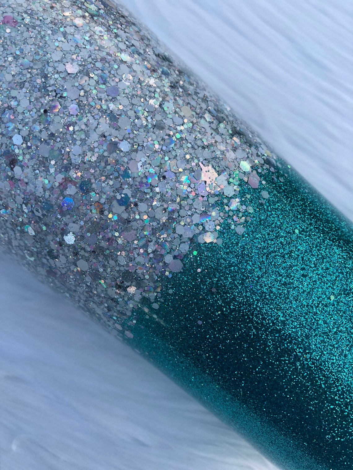 White Glitter Tumbler/glitter Yeti/chunky Glitter Tumbler/teal Etsy