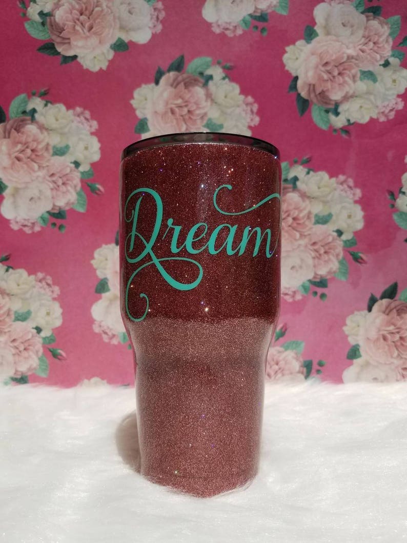 Yeti Glitter Rose Gold Tumbler/glitter Yeti Tumbler/dip Rose Etsy