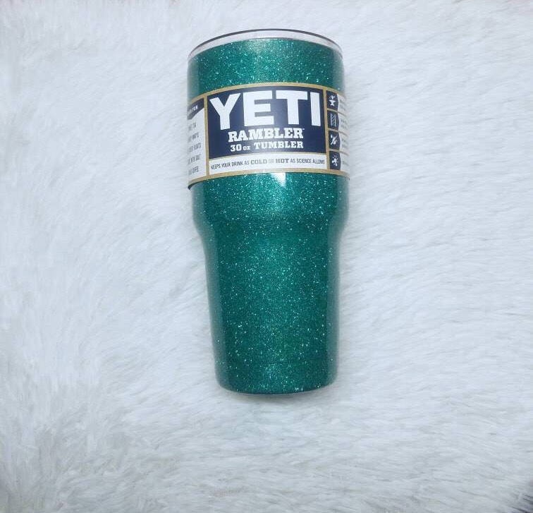 Yeti Teal Glitter Tumbler Personalized/teal Yeti Rambler/glittered