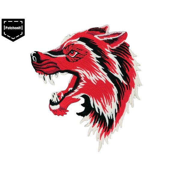 Loup Rouge De Fer Sur Patch Pour Hommes Red Wolf Loup Rouge Dos Patch Correctif Howling Wolf Patch Red Wolf Brodé Patch Correctif Grand Loup Pour - 