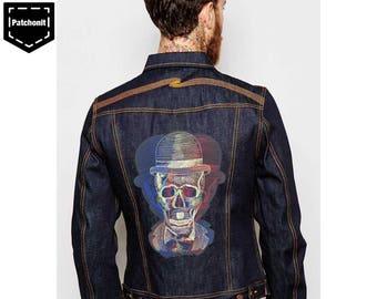 Skull Patch Skull Back Patch Skull Embroidered Patch Skull Iron on Patch Large Skull Patch Large Patch for Jackets Large Back Patch