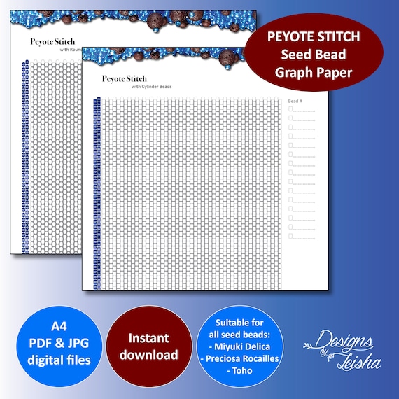 Peyote Stitch Seed Bead Graph Paper - for Use With Round