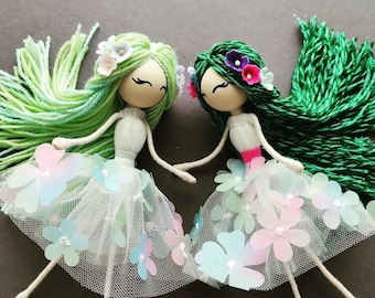 Handmade Fairy Doll, Floral Art Doll with Wings