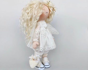 Кукла ангел Арт-кукла Декор-кукла Крылья ангела Тканевая кукла Интерьерная кукла Кукла ручной работы Декор-кукла Текстильная кукла