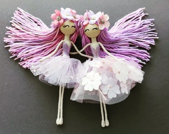 Art doll Fairy flowers doll Fairy wings Fairy dressed doll Fairy wings doll Handmade fairy doll Interior doll