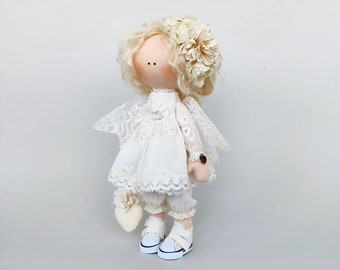 Angel doll Art doll Decor doll Angel wings Cloth doll Interior doll Handmade doll Decor doll Textile doll