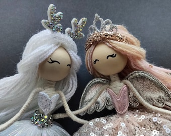 handmade doll, angel,princess, Christmas, deer