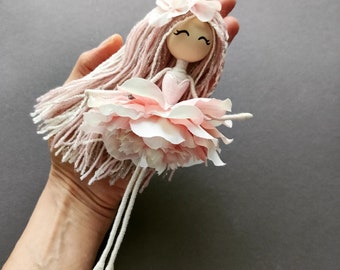 Handmade Fairy Flower Art Doll, Whimsical Home Decor