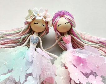 Handmade doll Fairy flowers doll Art doll Princes fairy doll Doll in fairy costumes Fairy wings doll Hand puppet fairy Decor doll