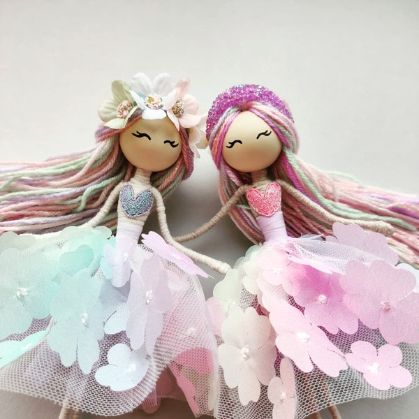 Handmade doll Fairy flowers doll Art doll Princes fairy doll Doll in fairy costumes Fairy wings doll Hand puppet fairy Decor doll
