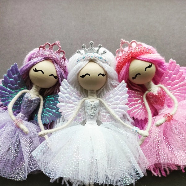 Bambole angioletto bambola principe bambola fatta a mano bambola arte bambola ali d'angelo bambola ali di fata bambola vestita da fata bambola decor