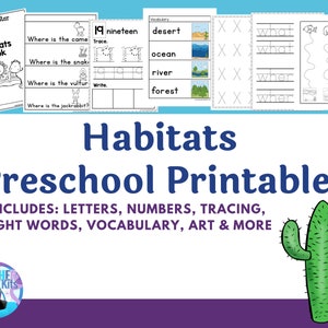 Stampabili prescolari Habitat~Attività di apprendimento del programma prescolare~Scuola domiciliare in età prescolare