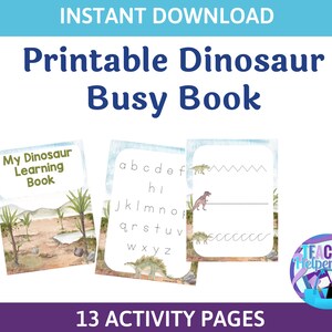 Dinosaur Worksheet- Dinosaur Preschool Toddler Busy Book - Dinosaur Tracing Lines- Dinosaur Fine Motor Skills - Learning Binder Worksheets