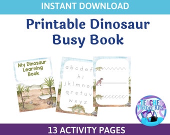 Dinosaur Worksheet- Dinosaur Preschool Toddler Busy Book - Dinosaur Tracing Lines- Dinosaur Fine Motor Skills - Learning Binder Worksheets