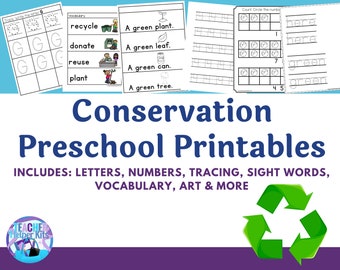 Conservation Preschool Printables: Curriculum Learning Activities (Digital Download)