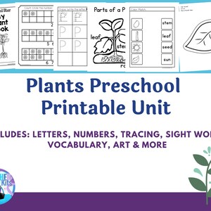 Plants Preschool Printables~Nature Study, Botany Lesson, Preschool Kindergarten Curriculum, Homeschool Activity, Preschool Curriculum Kit