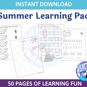 50 Preschool Kindergarten Summer Beach Homeschool Printables- Summer Preschool Printables- Summer Worksheets- Summer Kids Activities