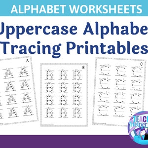 26 Printable Alphabet Worksheet- Alphabet Uppercase Tracing- Alphabet Worksheets-Printable Trace the Alphabet Worksheets