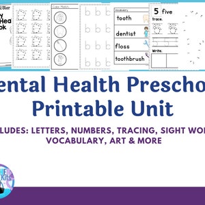 Dental Health Preschool Printables~Preschool Curriculum Learning Activities~Homeschool Preschool