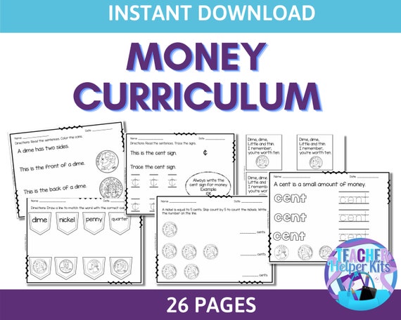 counting money worksheets money curriculum money worksheets etsy