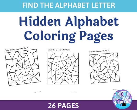 26 Printable Hidden Alphabet Coloring Worksheets Alphabet | Etsy