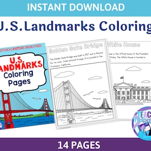 Geographie Arbeitsblätter, Ausmalbilder, US Amerikanische Wahrzeichen, Homeschool Curriculum, Curriculum