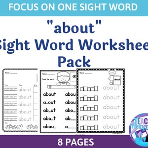 Sight Word Worksheets- Sight Word Printables- Individual Sight Word Worksheets- 1st Grade Worksheets- 2nd Grade Worksheets