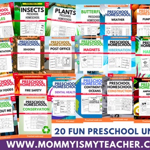 Homeschool-voorschoolse leerplan printables en werkbladen- voorschoolse pakketten- voorschoolse kit-kleuterschool pre-k + kleuterschool leerbundel