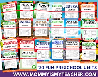 Homeschool preschool curriculum printables and worksheets- Preschool Packets- Preschool Kit-Preschool Pre-K + Kindergarten Learning Bundle
