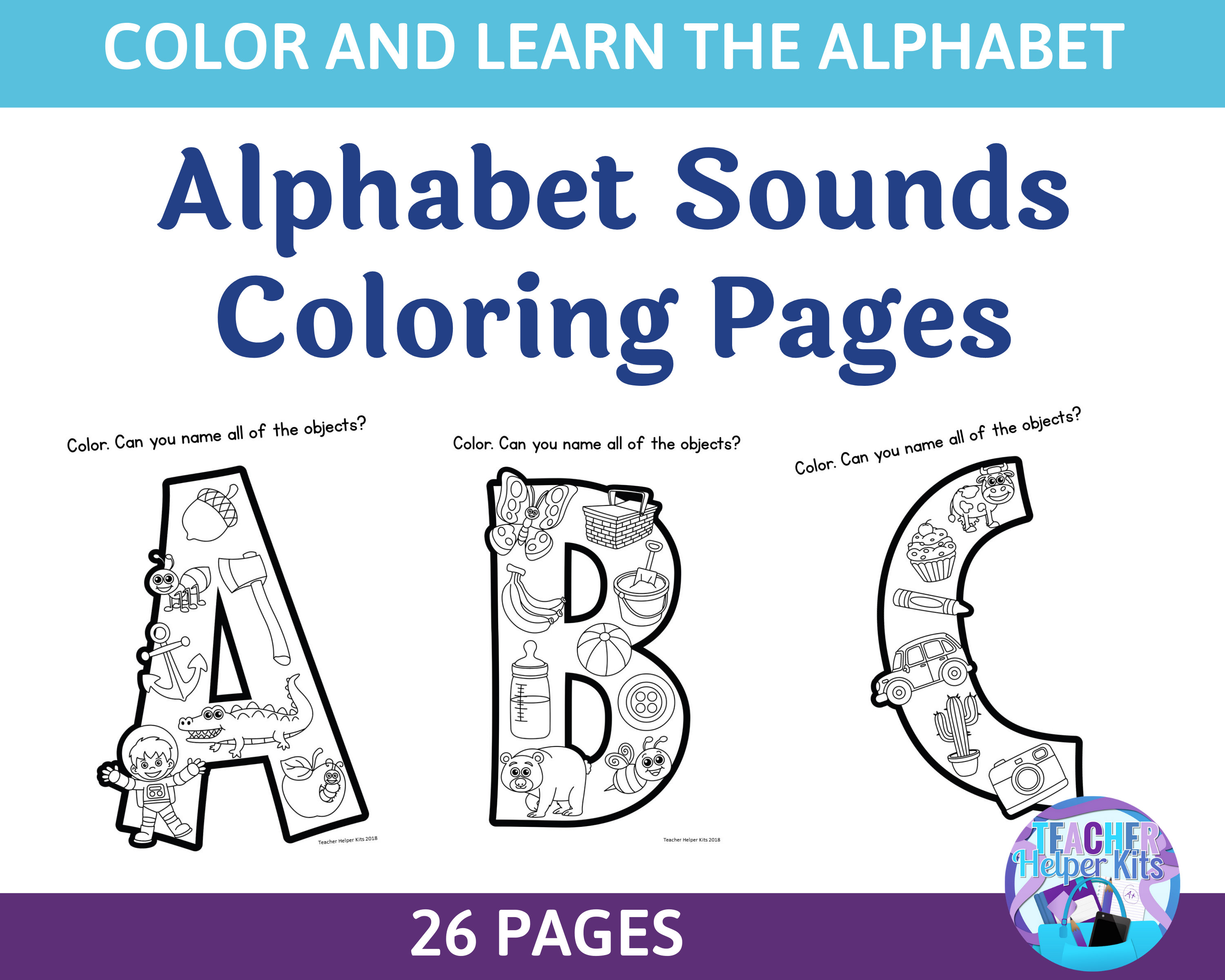 26 Printable Alphabet Coloring Sounds Worksheets Alphabet | Etsy