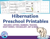 Homeschool Preschool~Hibernation Preschool Printables~Preschool Curriculum Learning Activities