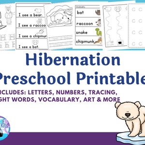 Homeschool Preschool~Hibernation Preschool Printables~Preschool Curriculum Learning Activities