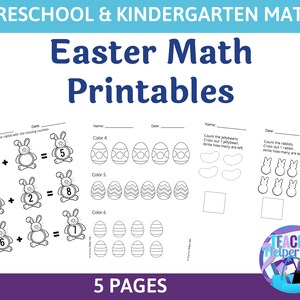5 Printable Math Easter Pages-Homeschool Printables- Preschool Printables