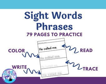Sight Word Worksheets – Kindergarten & First Grade (Digital Download)