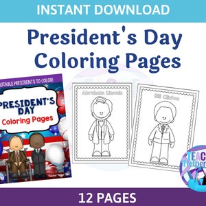 President&#39;s Day Coloring Pages, President Day Coloring, Social Studies Coloring Pages, President&#39;s Day Printables for kids