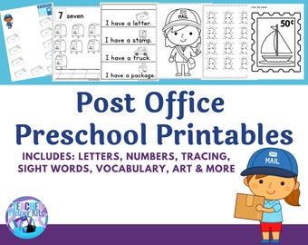 Post Office Preschool Printables~Preschool Curriculum Learning Activities~Homeschool Preschool