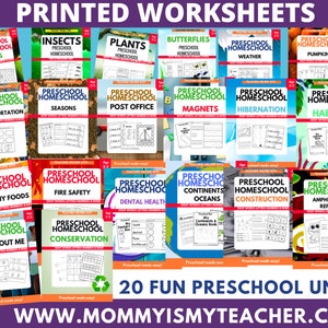 PRINTED Preschool Bundle, Pre-K Busy Binder, Alphabet Practice,  Preschool Homeschool Curriculum- Preschool Homeschool Kit, Early Education