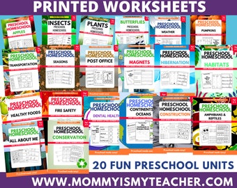 PRINTED Preschool Bundle, Pre-K Busy Binder, Alphabet Practice,  Preschool Homeschool Curriculum- Preschool Homeschool Kit, Early Education