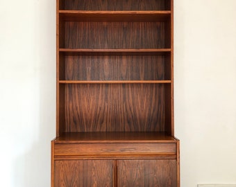 Danish modern Gustav Bahus rosewood hutch cabinet bookshelf credenza