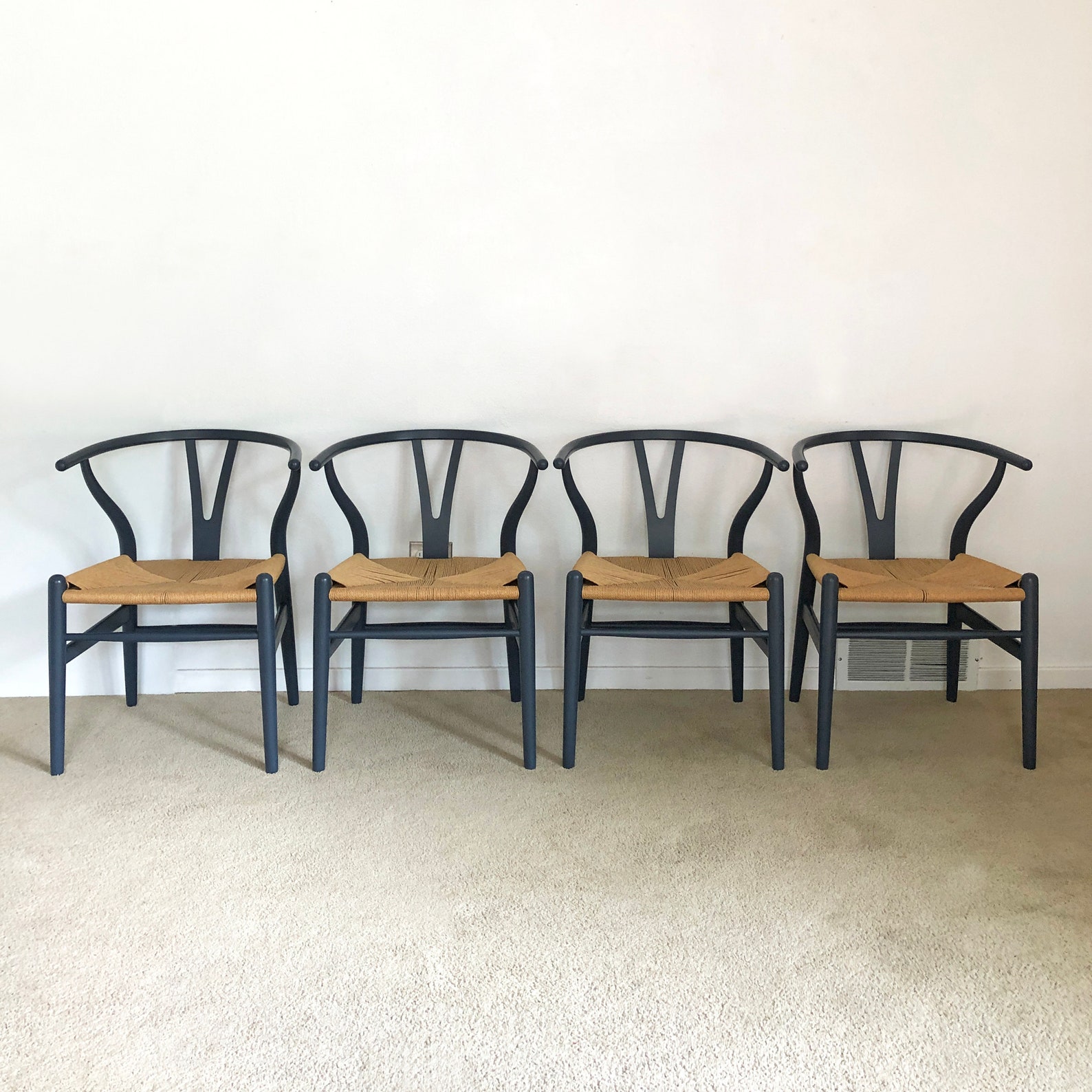 Vintage danés moderno 4 Hans Wegner CH24 Wishbone juego de | Etsy